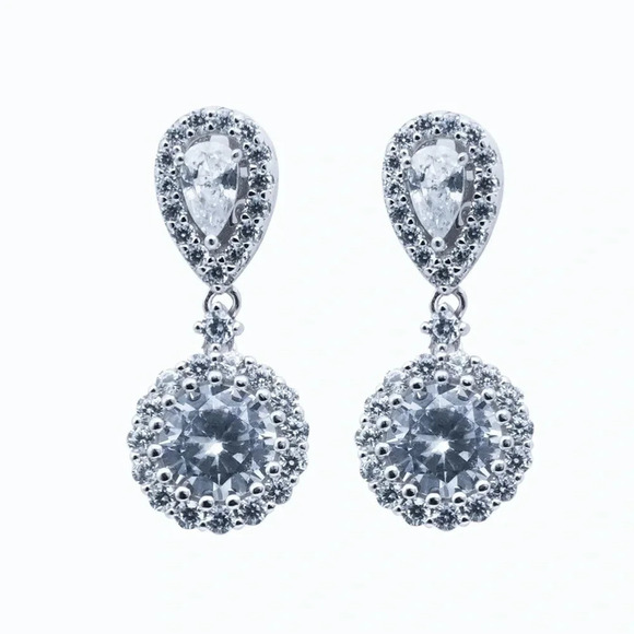 Source Unknown Jewelry - NWT STERLING SILVER 2 CARAT WOMENS TEARDROP EARRINGS